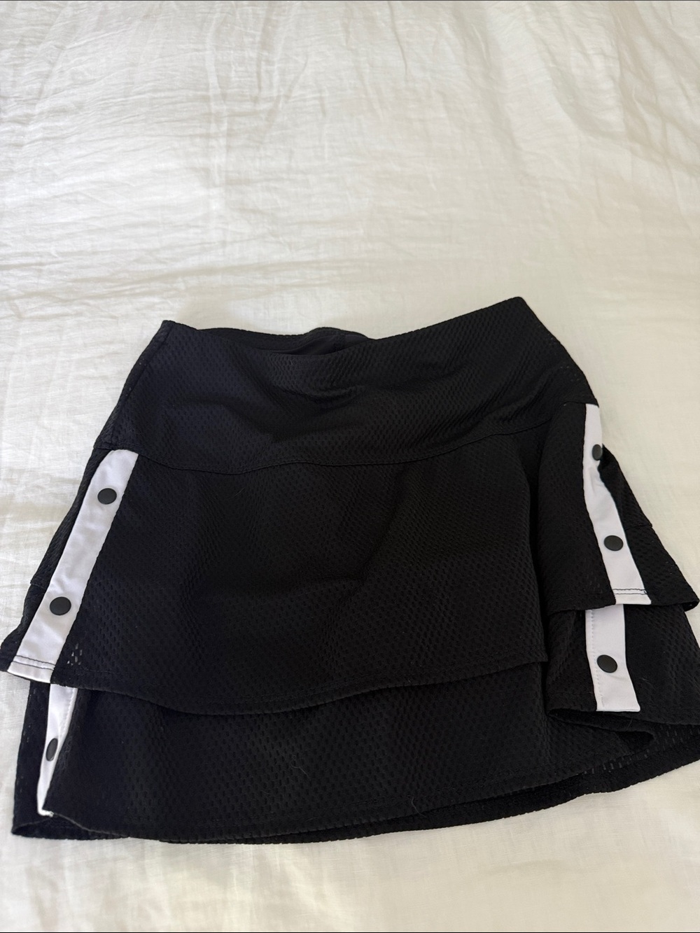 Lucky in Love black tennis skirt with White Snap Trim